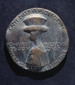 Bronsemedalje av Gianfrancesco Gonzaga (1395-1444), advers, designet av Antonio di Puccio Pisano, kjent som Pisanello (1395-1455 ca.), diameter 10,20 cm av Antonio Pisanello