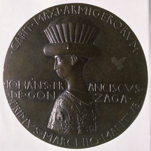Portrettmedalje som viser Gianfrancesco Gonzaga (13945-1444) 1446-8 (bronse) (for bakside se 96844) av Antonio Pisanello