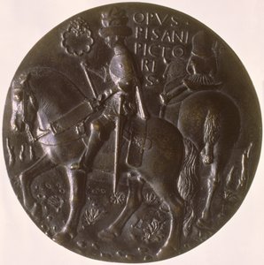Portrettmedalje, bakside som viser Gianfrancesco Gonzaga 13945-1444 på en hest, 1446-8 bronse for forside se 96843