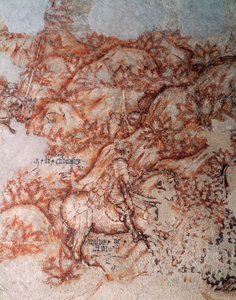 Sinopia (undermaling), detalj (fresco) av Antonio Pisanello