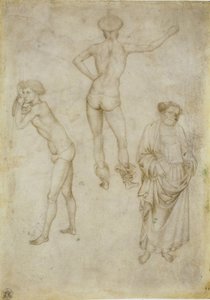 To mannsfigurstudier og Sankt Peter, 1430-1435 av Antonio Pisanello