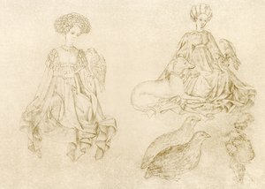 Kvinner med falk og mynde av Antonio Pisanello