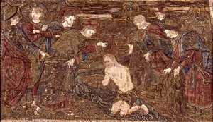 Kristus døper St. Johannes døperen, billedvev som viser scener fra helgenens liv (tekstil) av Antonio Pollaiuolo