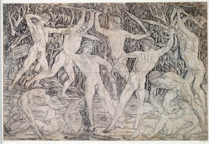 Kamp av nakne krigere Tegning av Antonio Pollaiolo (Pollaiuolo eller Benci) (ca. 1431-1498) 1470 Institutt for trykk og tegninger, Uffizi Firenze av Antonio Pollaiuolo