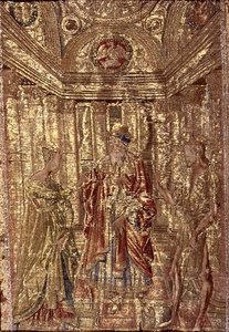 Døperen Johannes anklaget av Herodes, billedvev som skildrer scener fra helgenens liv (tekstil) av Antonio Pollaiuolo