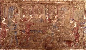 The Conviction of Herodes, billedvev som skildrer scener fra helgenens liv (tekstil) av Antonio Pollaiuolo