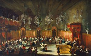 Ball til ære for Anna Maria Luisa de Medici, kurfyrste av Pfalz, ca. 1718-1719. av Antonio Stom