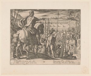 Alexander den store instruerer de makedonske soldatene The Deeds of Alexander the Great (serietittel) Alexandri magni praecipvae res gestae (serietittel) av Antonio Tempesta