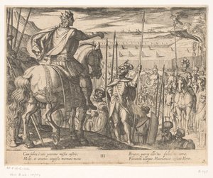 Alexander den store instruerer de makedonske soldatene The Deeds of Alexander the Great (serietittel) Alexandri magni praecipvae res gestae (serietittel) av Antonio Tempesta