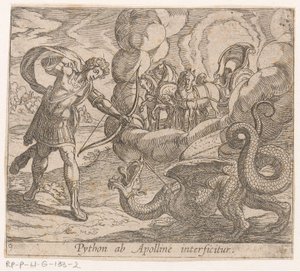 Apollo doods Python Python blir drept av Apollo (tittel på objekt) Metamorfoseon eller transformasjoner (serietittel) Metamorfosen van Ovidius (serietittel) av Antonio Tempesta