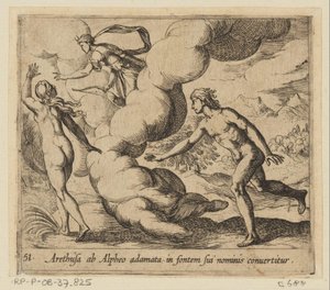Arethusa blir etterfølget av Alpheus Arethusa, forelsket i Alpheus, blir omgjort til kilden til navnet hennes (tittel på objekt) Metamorfoseon eller transformasjoner (serietittel) Metamorfosen van Ovidius (serietittel) av Antonio Tempesta