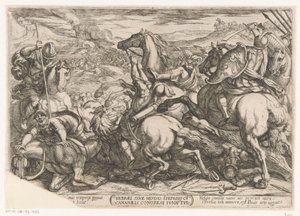 Israelittene ble beseiret av kanaanittene fordi de var ulydige mot Moses Hebrael sine Moysis iperio cv cananaels congressi fundutur (tittel på objekt) Det gamle testamente kampscener (serietittel) av Antonio Tempesta