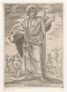 Saint Philip S. Philippe (tittel på objekt) Kristus, Maria og apostlene (serietittel) av Antonio Tempesta