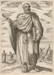 Av Sankt Peter Jeg tror på gud, far, den allmektige skaperen av himmel og jord (tittel på objekt) Kristus, Maria og apostelen (serietittel) av Antonio Tempesta