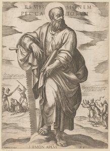 Av Saint Simon Tilgivelse av synder (tittel på objekt) Kristus, Maria og apostelen (serietittel) av Antonio Tempesta