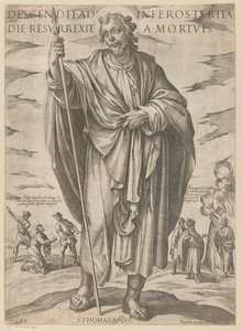 Av St. Thomas Ned til helvete på den tredje dagen sto opp fra de døde (tittel på objekt) Kristus, Maria og apostelen (serietittel) av Antonio Tempesta
