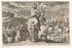 Etiopiernes nederlag Profligat Aethiopas (tittel på objekt) Det gamle testamente kampscener (serietittel) av Antonio Tempesta
