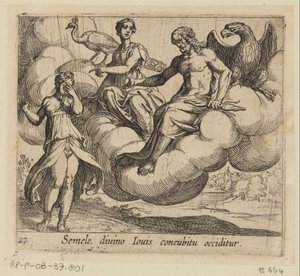 De wens van Semele Semele blir drept ved samleie med den guddommelige Jupiter (tittel på objekt) Metamorfoseon eller transformasjoner (serietittel) Metamorfosen van Ovidius (serietittel) av Antonio Tempesta