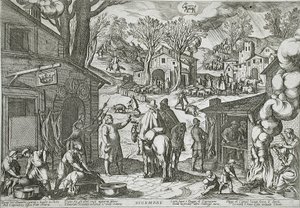 Desember: Landsbyscene med vertshus