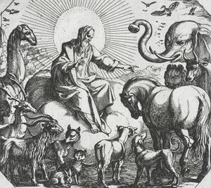 Gud skaper landdyrene av Antonio Tempesta