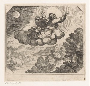 Gud skaper solen, månen og stjernene Creation (serietittel) av Antonio Tempesta