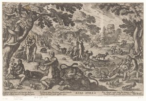 gullalderen Aetas aurea (tittel på objekt) Four Ages of the World (serietittel) av Antonio Tempesta