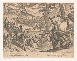 Alexander den stores hær omgir fiendens styrker med ild The Deeds of Alexander the Great (serietittel) Alexandri magni praecipvae res gestae (serietittel) av Antonio Tempesta
