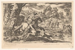 Villsvinjakt Jaktscener (del 5) (serietittel) av Antonio Tempesta