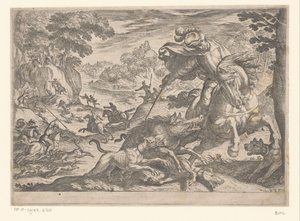 Villsvinjakt Jaktscener (del 6) (serietittel) av Antonio Tempesta