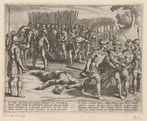 Julius Civilis blir arrestert og broren Paulus halshugget The Batavian Wars against the Romans (serietittel) Batavorum cum Romanis Bellum (serietittel) av Antonio Tempesta