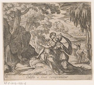 Jupiter en Callisto Callisto er komprimert av Jupiter (tittel på objekt) Metamorphoseon sive transformationum (serietittel) Metamorfosen van Ovidius (serietittel) av Antonio Tempesta