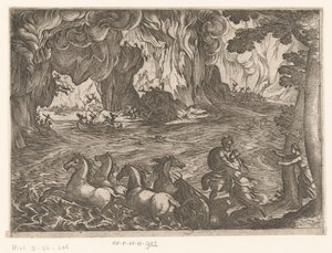 Landskap med ranet av Proserpina Landskap med mytologiske scener (serietittel) av Antonio Tempesta
