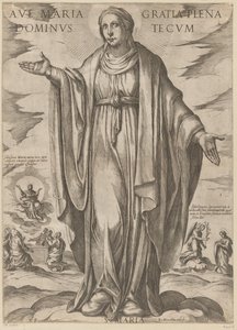 Maria Hei Maria, full av nåde, Herre med deg (tittel på objekt) Kristus, Maria og apostelen (serietittel) av Antonio Tempesta