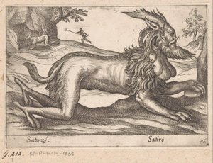monstrøse skapninger Satirus/ Satiro (tittel på objekt) Dyr og mytiske skapninger (serietittel) Nova raccolta de li animali piu curiosi del mondo (serietittel) av Antonio Tempesta