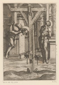 Oppheng på kryss Tortur påført av kristne martyrer (serietittel) Varia tormentorum et supplicioru crudelium (...) (serietittel) av Antonio Tempesta