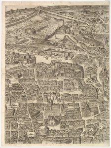 Plan for byen Roma. Del 3 med Santa Maria Maggiore, Pantheon og Trajans ..., 1645. av Antonio Tempesta