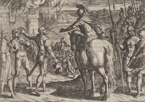 Plate 34: The Romans Burning the Dutch Countryside, fra The War of the Romans Against the..., 1611. av Antonio Tempesta
