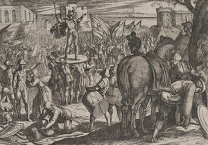 Plate 5: Bruno utnevnt til leder av hundefaterne, fra The War of the Romans Against the..., 1611. av Antonio Tempesta