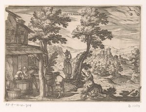 September: Lage vin (Libra) september (tittel på objekt) De tolv månedene (del 2) (serietittel) av Antonio Tempesta