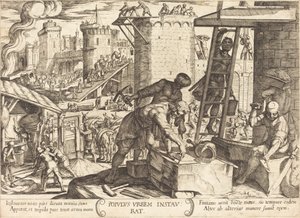 Israelittene gjenoppbygger Jerusalems murer av Antonio Tempesta
