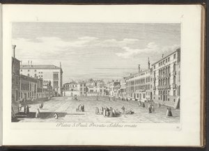 Utsikt over Campo San Polo te Venetië St. Pauls plass dekorert med private hus (tittel på objekt) Gezichten op bugemenen en pleinen in Venetië (serietittel) Mer kjent utsikt over byen Venezia, fra Antonius Canal 38 paneler trykt på luft av Antonio av Antonio Visentini