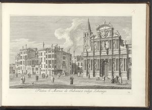 Utsikt over Campo Santa Maria Zobenigo te Venetië Området til S. Rocchi med samme tempel og skole (tittel på objekt) Gezichten op bugemenen en pleinen in Venetië (serietittel) Den mest kjente utsikten over byen Venezia, fra det 38. panelet til Antonius-kan av Antonio Visentini