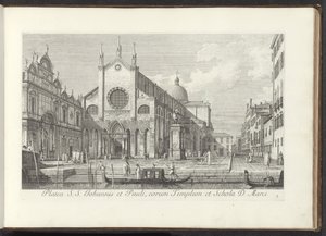 Utsikt over kirken Santi Giovanni e Paolo i Venezia Platea S. S. Johannis et Pauli, eorum Templum et Schola D. Marci (tittel på objekt) Utsikt over bygninger og torg i Venezia (serietittel) Urbis Venetiarum prospectus celebriores, ex Antonii Can