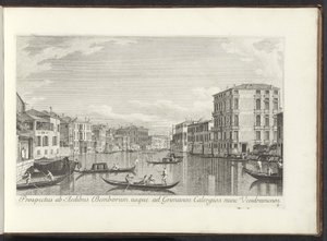 Utsikt over Canal Grande, Palazzo Bembo og Palazzo Vendramin-Calergi te Venetië Prospekt til Houses of Bembo opp til Grimanos Calergios nå Vendramenos (tittel på objekt) Mer kjent utsikt over byen Venezia, fra Antonius-kanalens paneler 38 aer av Antonio Visentini