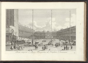 Se på San Marcoplein i Venezia Greater Area of ​​St. Mark Prospekt til Temple of St. Jeminiani (tittel på objekt) Gezichten op bugemenen en pleinen in Venetië (serietittel) Mer kjent utsikt over byen Venezia, fra Antonius-kanalen, 38 luftpaneler av Antonio Visentini