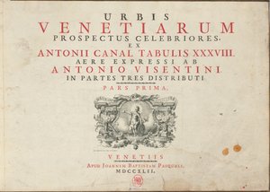 Den mest kjente utsikten over byen Venezia, fra Antonius-kanalens tabeller 38 Air Expressi distribuert av Antonio Visentini i tre deler. Del én [-Del tre] av Antonio Visentini
