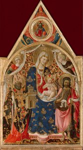 Madonna og barn, med en biskop, døperen Johannes og engler, tidlig på 1400-tallet. av Antonio da Firenze