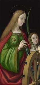 ""Saint Catherine of Alexandria"" (død rundt 307) Maleri av Antonio Solario (aktiv rundt 1502-1518), olje på tre, 84 x 40 cm av Antonio da Solario
