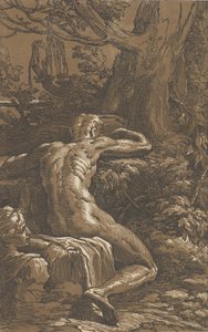 Mann sittende sett bakfra Narcissus, ca. 1527-30. av Antonio da Trento