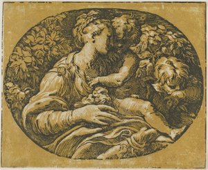 Jomfruen, Kristusbarnet og Johannes av Antonio da Trento